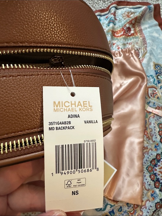 Michael Kors Beige & Brown MK Monogram Backpack